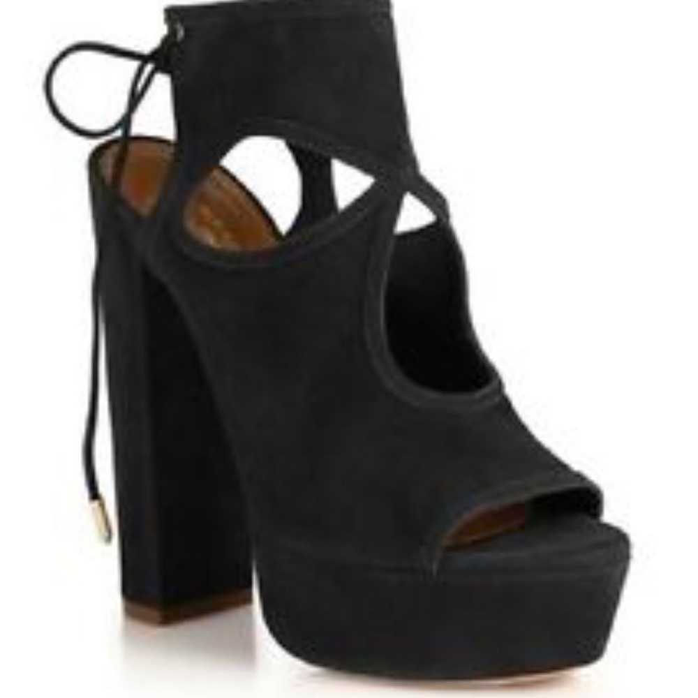 Aquazzura black sexy platform sandals